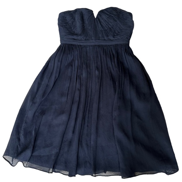 J. Crew 100% Silk Strapless Sweetheart Neckline Nadia Dress in Navy Blue Size: 2 - Picture 12 of 12